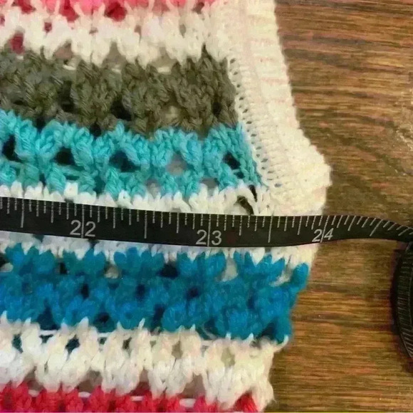 Talbots Rainbow Striped Crochet Looseknit Crewneck Pullover Preppy Vest Size 2X - Picture 5 of 6